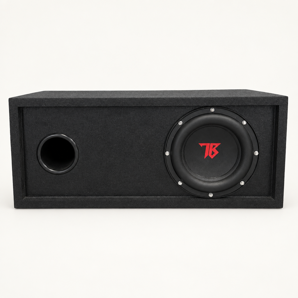Small Truck and SUV speaker enclosure on a clean off-white background